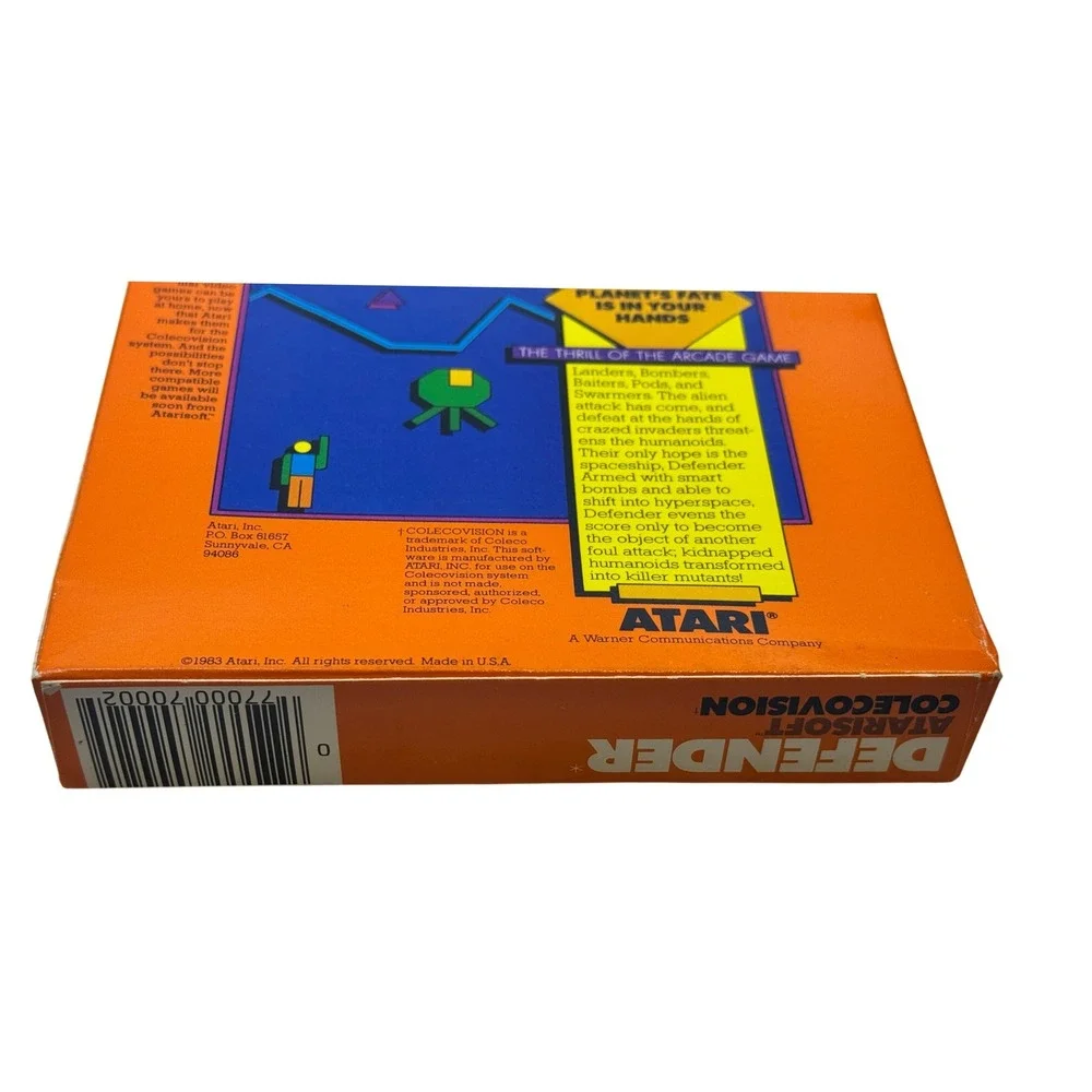 Atarisoft Defender ColecoVision Game Cartridge with Box and Manual 70002 Arcade